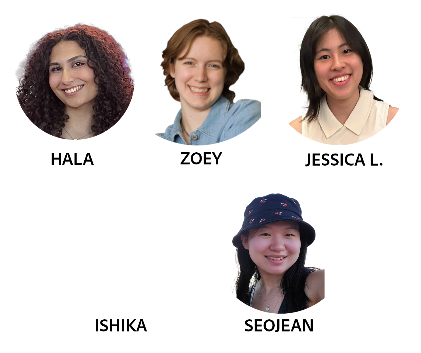 Fall 25 tutor photos, including Hala, Zoey, Jessica, Natalie, and Seojean