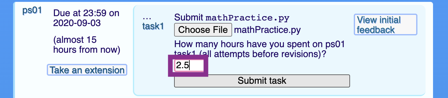 The text entry field for estimating time spent. It should be labeled, but the relevant text is just before it if not.