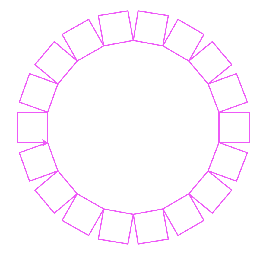 Another arrangement of boxes, this time there are 18 magenta boxes.