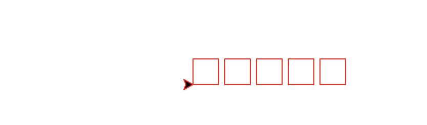 A row of 5 smaller squares with gaps between them.