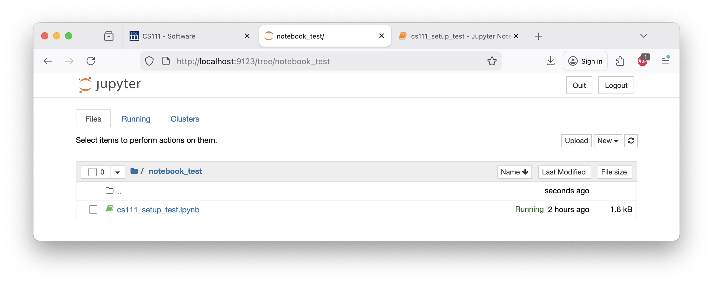 A Jupyter browser tab for the notebook_test folder