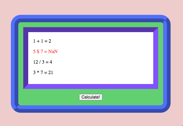 Screenshot of Calculator page