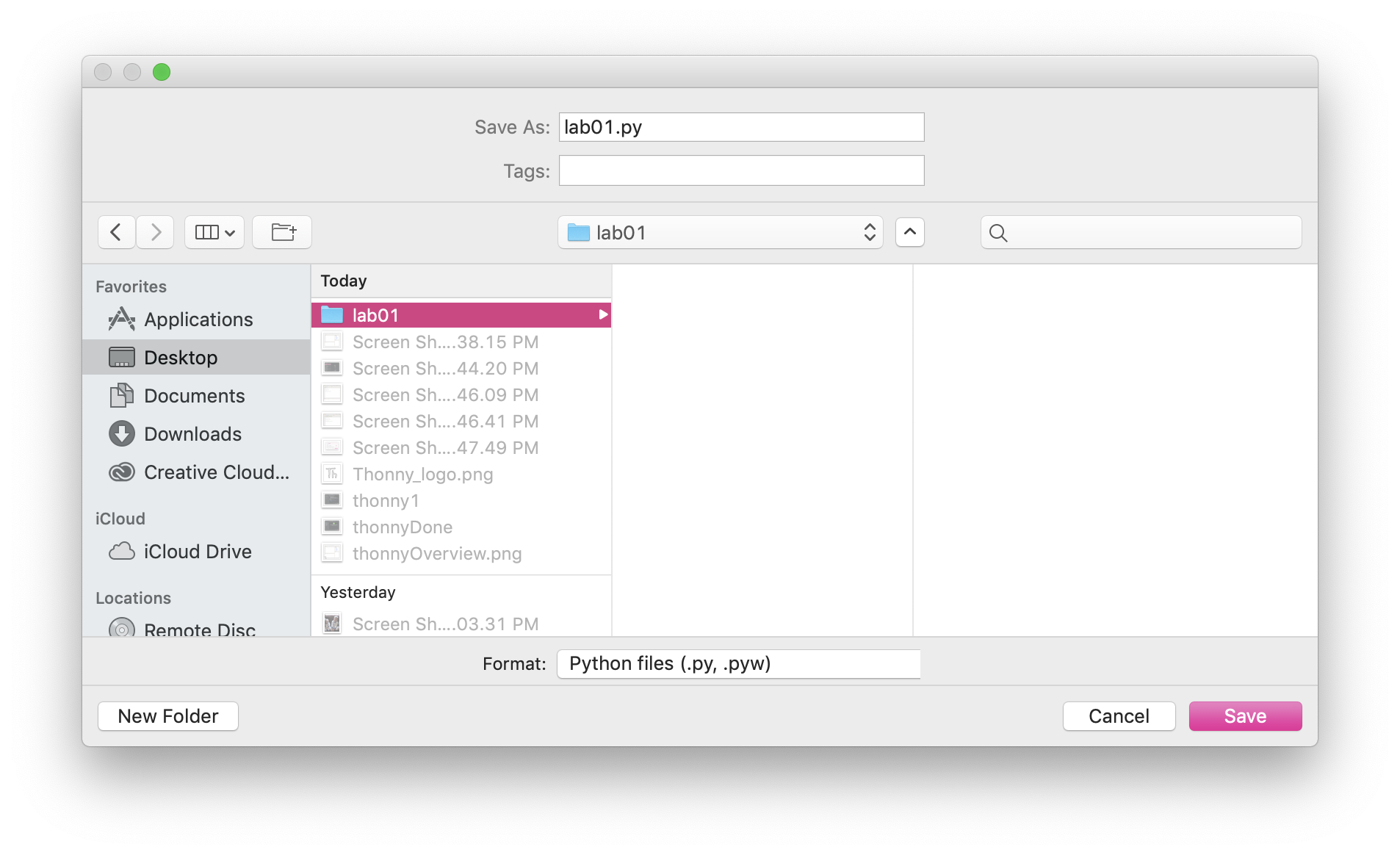 The expanded save-as dialog allowing detailed selection of a destination folder. This is the standard save-as dialog for a Mac.
