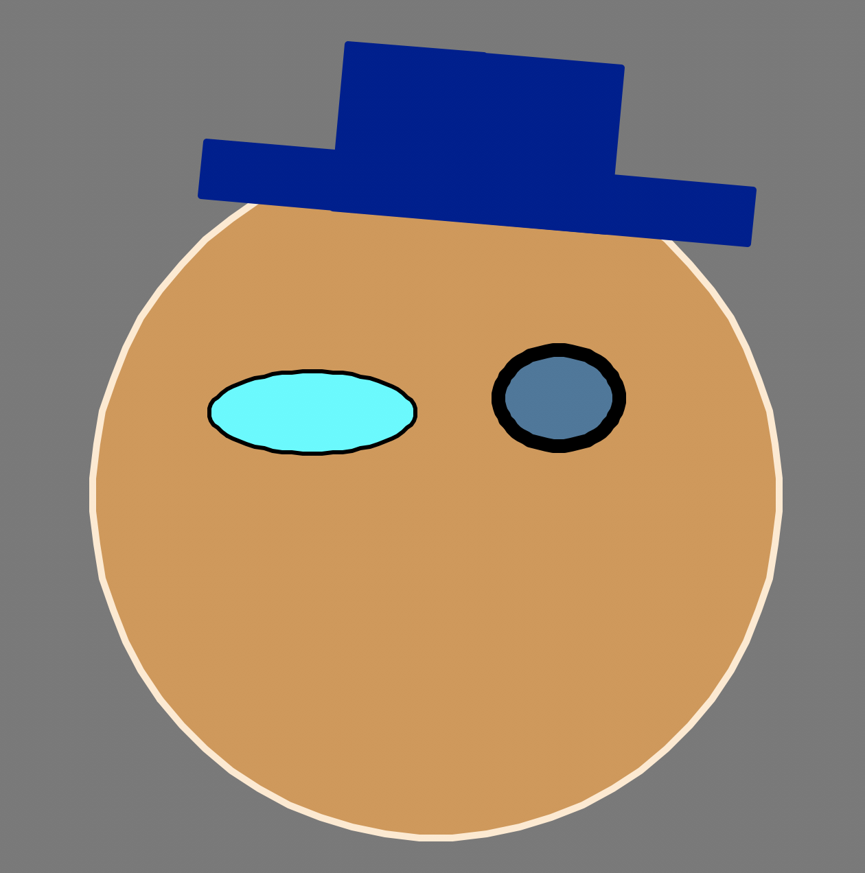 Smiley Hat 2: The same image but now with the hat tilted slightly clockwise.