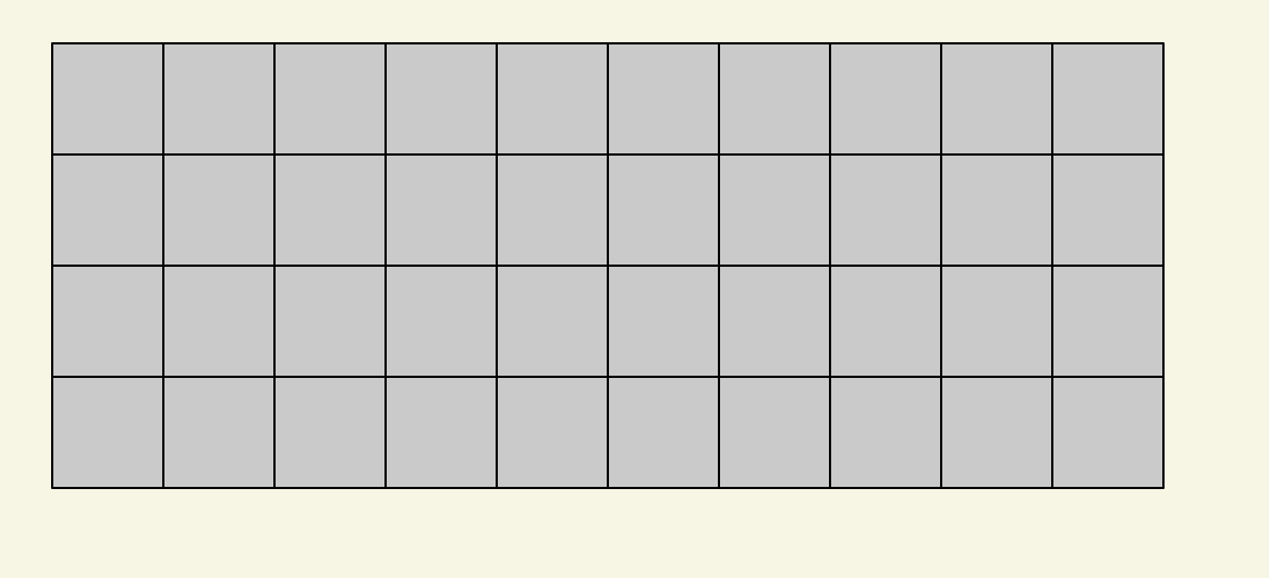 Another grid, with gray squares and black lines, which has 10 columns and 4 rows.