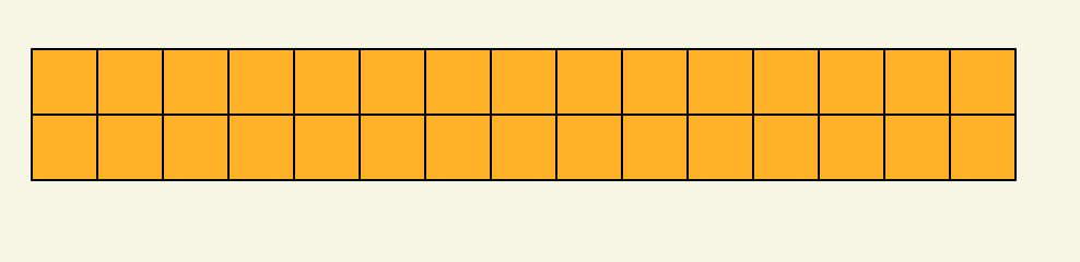 A 15-column 2-row grid with orange squares.