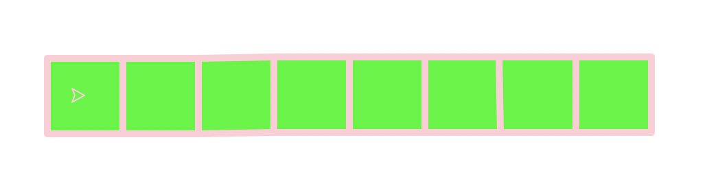 A row of 8 bright green squares outlines in pink.