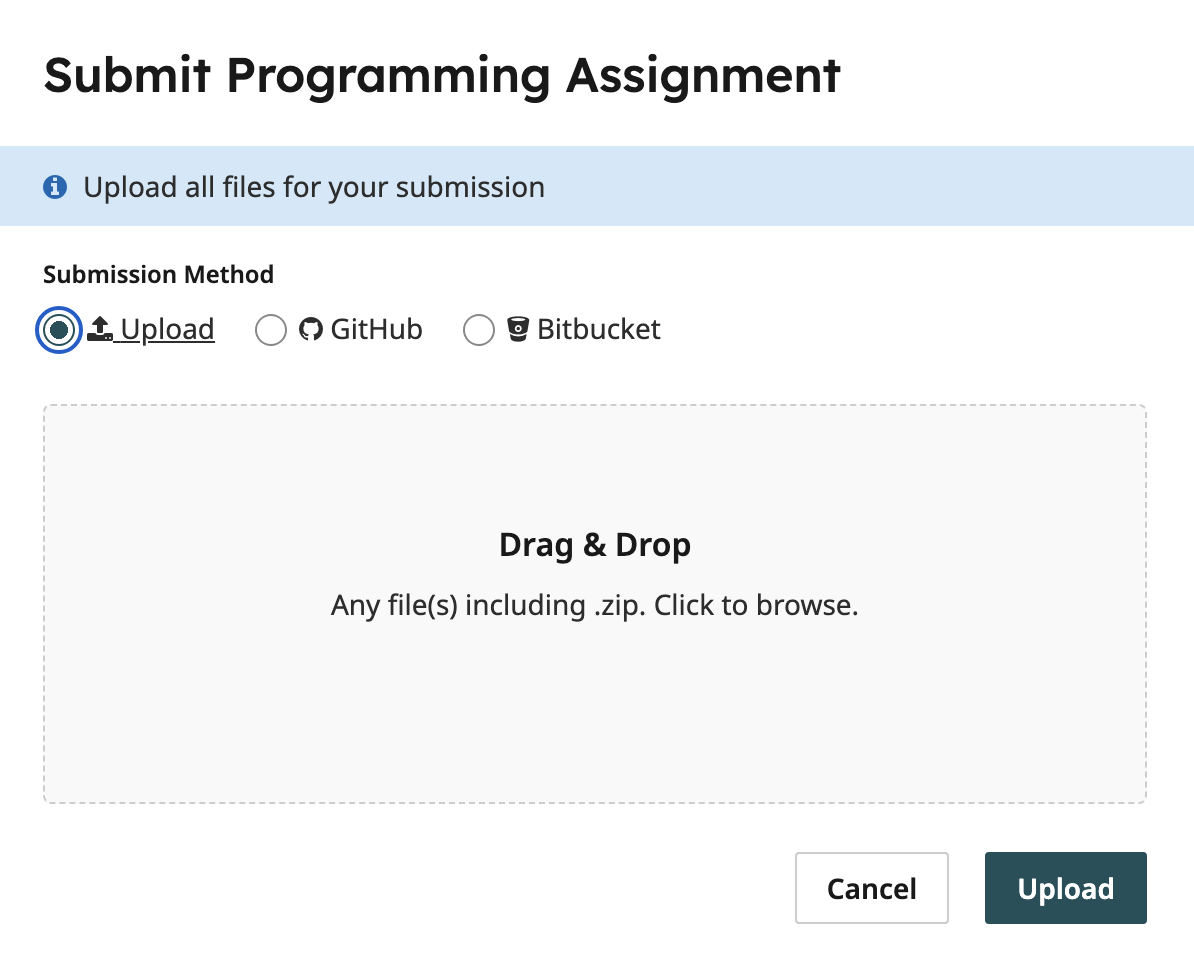 gradescope submission popup