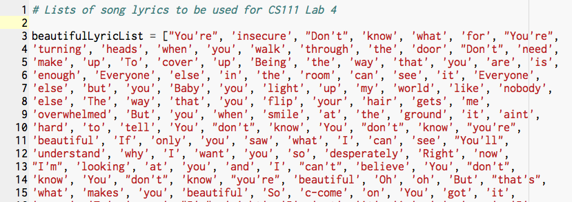 Code Lyrics In Python Lab 4